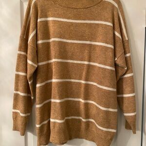a new day Tan and White Striped Sweater